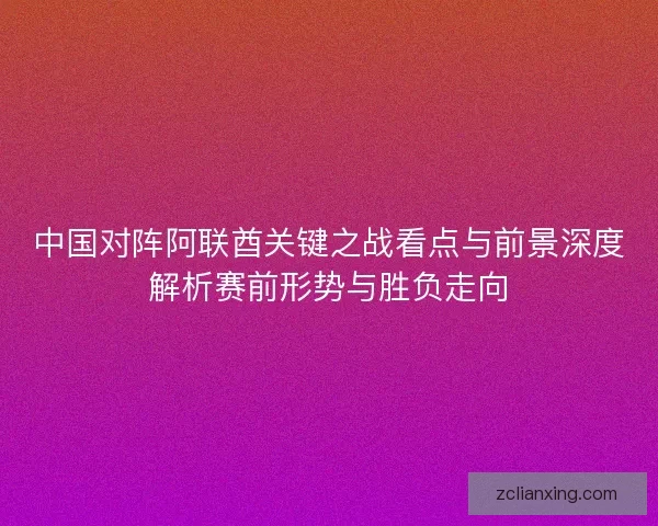 中国对阵阿联酋关键之战看点与前景深度解析赛前形势与胜负走向