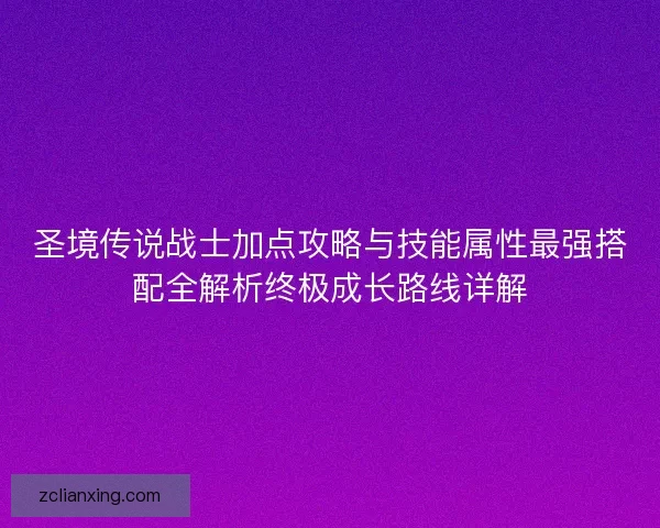 圣境传说战士加点攻略与技能属性最强搭配全解析终极成长路线详解